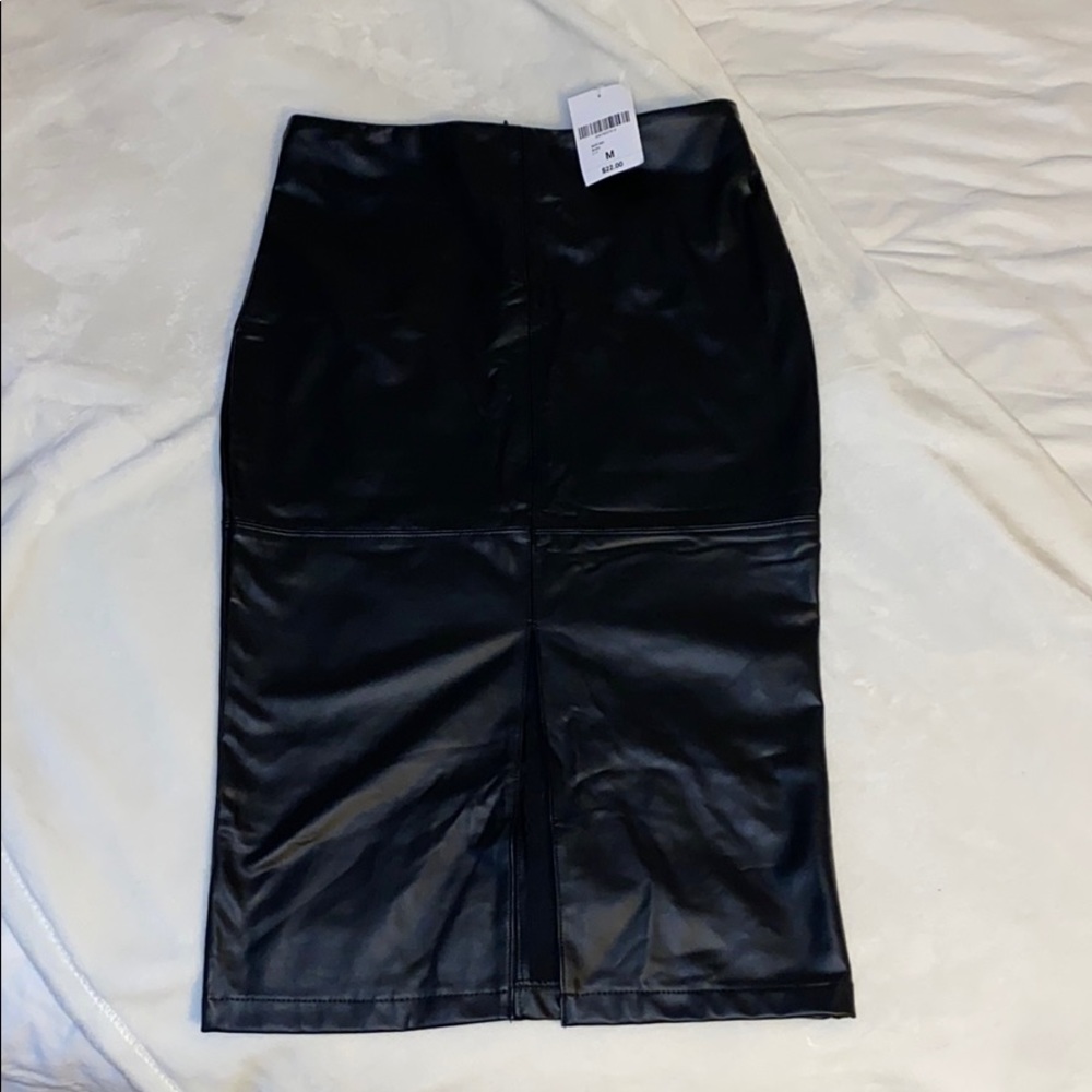 Faux Leather Skirt with middle slit